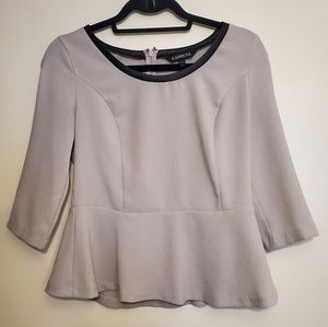 Express Off-White 3/4 Sleeve Peplum Blouse - Small
